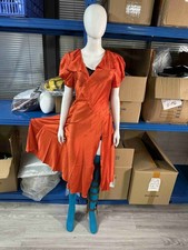 The Bride (2026) Ida Cosplay Costume - Gothic Orange Slit Dress & Blue Socks picture