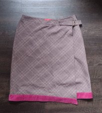 Vintage Oscar de La Renta Preppy Pink Velvet Trim Plaid Skirt Women's Size 14 picture