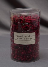 Pier 1 Sugared Cranberry Beaded w/Greenery Napkin Rings Holiday Set of 6 picture