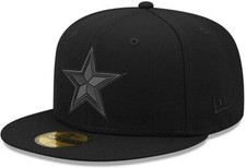 Authentic NWT New Era NFL Dallas Cowboys Black On Black 59Fifty Fitted Hat Cap picture