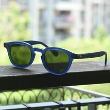 Mens Johnny Depp Green glass sunglasses women's Sapphire blue acetate glasses M picture
