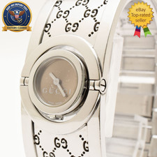 [Exc+5] GUCCI 112 Twirl Bracelet Bangle Brown Dial Quartz Vintage Women's Watch picture