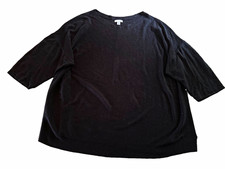 J. Jill Women's Black Knit Boat Neck 3/4 Sleeve Linen Rayon Sweater 2X picture
