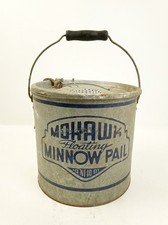 Vintage Mohawk Floating Minnow Pail 10 Qt. Galvanized Metal Bucket Bait Bucket picture