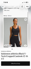 lululemon athletica Align Tank Black V-Neck Cropped Built-In Bra Stretch 12-16 picture