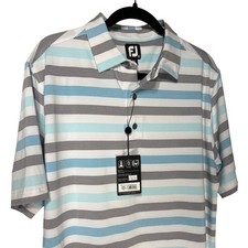 FootJoy Mens ProDry Golf Polo Shirt Blue White Striped Size M Retail: $85 NWT picture