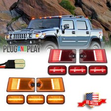 10PCS Amber & Red LED Cab Roof Marker Running Lights For 2003-2009 Hummer H2 SUT picture