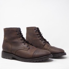 Thursday Mens Captain Boots Tobacco Brown Leather Lace Up Cap Toe Lug Sole 10.5 picture