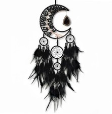 Large Dream Catcher,Moon Dream Catchers with Chakra Gemstone Agate Stone,Black picture