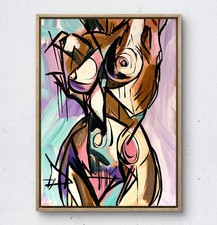 JANICEART Original Woman Female Figure Cubism Abstract Acrylic 12x16 Canvas picture