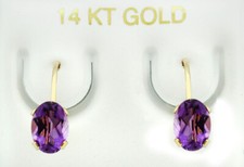 GENUINE 1.52 Cts AMETHYST EARRINGS 14K GOLD - Free Certificate Appraisal - NWT picture