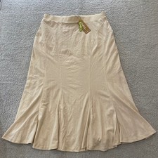 NWT OGL Move Wrinkle Resistant Cotton Linen Pull On Midi Skirt Womens XL Beige picture