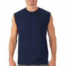 Men's Sleeveless T-Shirt Cotton Muscle Tank Top Solid Blank Workout Summer Gym picture