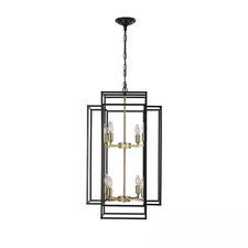 18 In. 8-Light Black Gold Modern Geometric Chandelier, Industrial Pendant Light picture