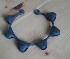 Primitive Antique Wrought Iron Ring Jingle Bells Hand Held Rattle picture