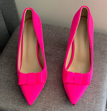 Women’s Pink Pointed Toe Bow Pumps  Synthetic US 10 EU 42 black mark left shoe picture
