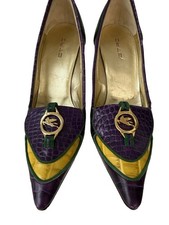 NWOT Vintage ETRO Archival Pegaso Croc Pointed Toe Pumps 38.5 picture
