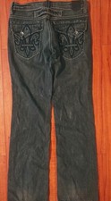 Y2K Archaic Premium Jeans Mens Size 32/34 Blue Flap Embroidered Straight Denim  picture