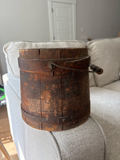 ANTIQUE PRIMITIVE WOODEN STAVE BUCKET / KEG Original ARABOL / EMPIRE Advertising picture