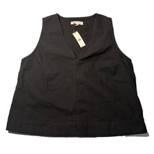Nwt Banana Republic Blouse Heavy Cotton V Neck Black Size M Sleeveless Capsule picture