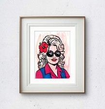 JANICEART Original Dolly Parton Flower Expressionist Paper 9x12 Acrylic Artwork picture