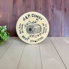 Reproduction Stoneware String Holder Advertising Thread Spool Farmhouse Deco picture