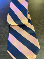 J.CREW 100% Silk Woven Repp Tie Navy & Pink Made in Italy picture