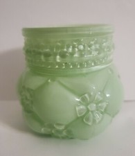 Antique Northwood  Glass Light Green Opaque Quilted Phlox Toothpick Holder picture