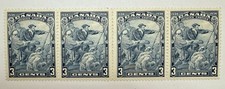 Canada #208iv 1934 3c blue Cartier wide-gutter horiz. strip/4 MVLH/XF; $400 UCV picture