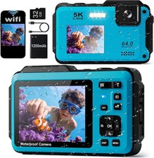 5K Underwater Digital Camera, 64MP 16X Zoom Dual Screen Water Proof picture