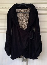 Vintage Frederick's of Hollywood Black Velvet Wrap Bed Jacket Size Small picture