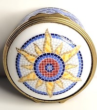 William Edwards Burj Al Arab Dubai Trinket Box Fine Bone China Mosaic Gold picture