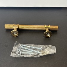 Lot of 6 Antique Gold Knurled Cabinet Drawer Pulls 3” Center-to-Center New A3 picture