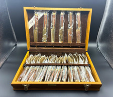 Vtg Winsome Nickel Bronze Flatware Set Wood Case 30 Pc Sealed Thailand MCM New picture