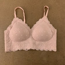 HOFISH Women's Size Large Mauve Wirefree Ultra Soft Lace Nursing Bra New picture