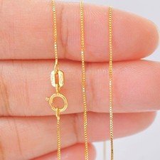 18K Gold Box Chain Necklace | Yellow & White Au 750 Minimalist (16