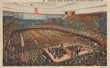 Main Arena Municipal Auditorium Kansas City MO Posted Vintage Linen Post Card picture