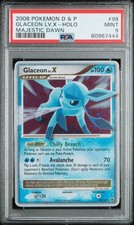 2008 POKEMON DIAMOND & PEARL MAJESTIC DAWN #98 GLACEON LV.X HOLO PSA 9 MINT picture