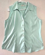 Cato Women’s XL Sleeveless Button Front Blouse Seafoam Blue Career Top picture