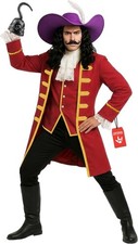 Men`s  Pirate Costume Adult Captain Hook Coat  + Wig M - XXL Halloween Peter Pan picture