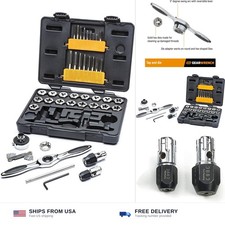 42 Piece Metric Ratcheting Tap Die Set 5° Swing Arc Twist Lock Guide picture