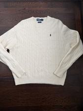 Vintage Polo Ralph Lauren Wool Cable Knit Sweater Size XXL Cream Hong Kong 80s picture