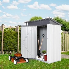 GRAY - GENERIC XWT016 GMETAL STORAGE LIFTER SHED GRAY WHITE 5X3X6FT OUTDOOR picture