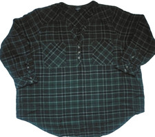 Torrid Harper Plaid Flannel Shirt Womens Plus Size 4 4X Green Henley Rayon picture