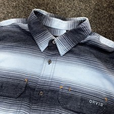 Orvis Long Sleeve Button Up Cotton Men's Size Large Blue PLaid active fit picture