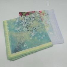Vintage KOJI Floral Handkerchief Lot of 2 Pocket Square Art Print Flower 18