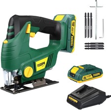TECCPO Cordless Jigsaw 20V Electric Saw Kit w Battery Blades Cheap Tool Deal picture
