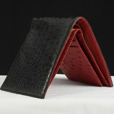 Luxury Crocodile Ostrich Leather Bifold Wallet For Men Real Exotic Skin NEW picture