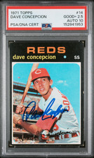 1971 Topps Dave Concepcion Signed Baseball Rookie Card Certified PSA 2.5 DNA 10 picture