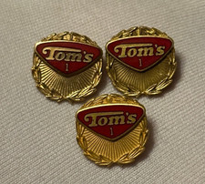 Lot x3 Vintage Tom's Peanuts Employee 1 Year Service Award Lapel Pins Jostens picture